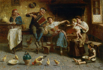 Playing For Baby - Eugenio Zampighi reproduction oil painting