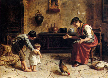 The First Steps Country - Eugenio Zampighi reproduction oil painting
