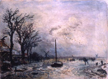 Coast Scene with Windmills 1873 - Johan Barthold Jongkind reproduction oil painting