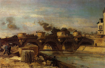 Fire on Pont Neuf - Johan Barthold Jongkind reproduction oil painting