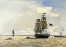 Norwegian Naval Ship Leaving the Port of Honfleur - Johan Barthold Jongkind