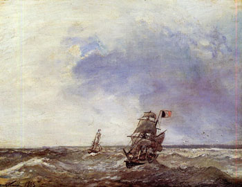 Ships at Sea - Johan Barthold Jongkind reproduction oil painting