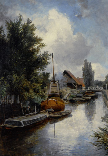 Shipyard Along the Schie Near Delft - Johan Barthold Jongkind reproduction oil painting