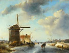 Skaters in Holland - Johan Barthold Jongkind reproduction oil painting