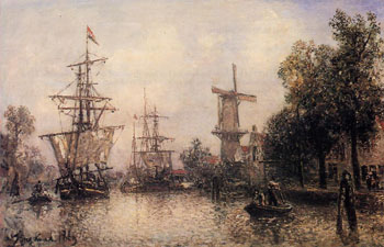 The Port of Rotterdam B - Johan Barthold Jongkind reproduction oil painting