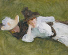 Two Girls on a Lawn 1889 - John Singer Sargent reproduction oil painting