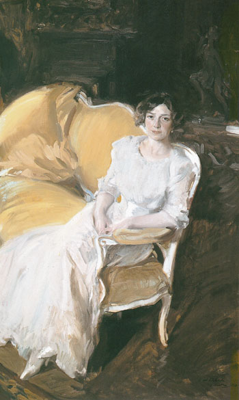 Clotilde Seated on the Sofa 1910 - Joaquin Sorolla reproduction oil painting