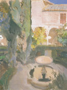 Lindaraja Garden in the Alhambra Granada 1910 - Joaquin Sorolla reproduction oil painting