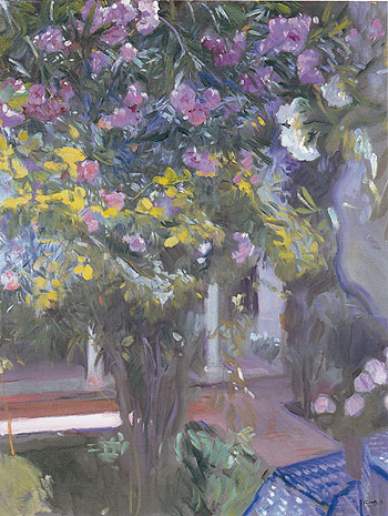 Oleanders in the Courtyard of The Sorolla Residence 1918 - Joaquin Sorolla reproduction oil painting