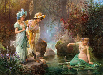 A Water Idyll - Hans Zatzka reproduction oil painting