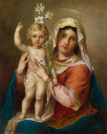 Madonna with Child - Hans Zatzka reproduction oil painting