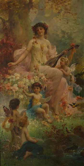 Paradies Mit Engeln - Hans Zatzka reproduction oil painting