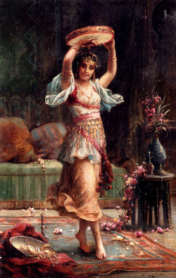 The Tambourine - Hans Zatzka reproduction oil painting