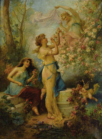 Venus with Putti and Attendants - Hans Zatzka reproduction oil painting