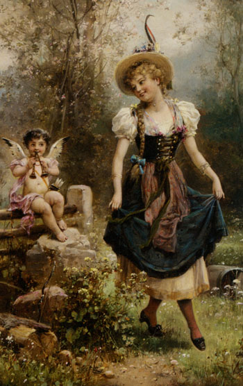 Verliebtes Dirndel - Hans Zatzka reproduction oil painting