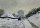 The Cart Snow Covered Road at Honfleur 1867 - Claude Monet