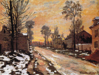 Road to Louveciennes Melting Snow Sunset 1870 - Claude Monet reproduction oil painting