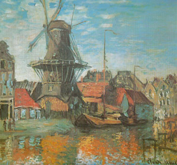 Windmill at Amsterdam 1874 - Claude Monet reproduction oil painting