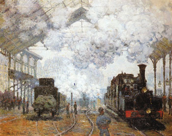 Gare Saint Lazare Arrival of a Train 1877 - Claude Monet reproduction oil painting