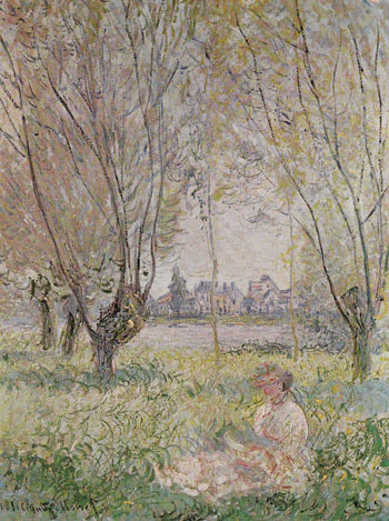 Woman Seated under the Willows 1880 - Claude Monet reproduction oil painting