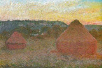 Hay Stacks End of Day Autumn 1890 - Claude Monet reproduction oil painting