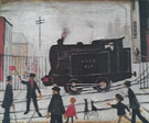Level Crossing with Train - L-S-Lowry reproduction oil painting