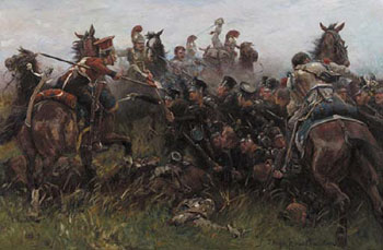 Batallon Royal Netherland en Quatre Bras en 1815 - Jan Hoynck van Papendrecht reproduction oil painting