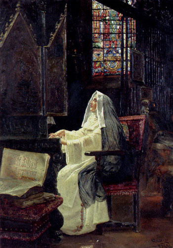 At Prayer 1894 - Jose Gallegos y Arnosa reproduction oil painting