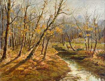 Autumn Landscape - Konstantin Yakovlevich Kryzhitsky reproduction oil painting