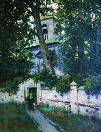 Churchyard in 1905 - Konstantin Yakovlevich Kryzhitsky reproduction oil painting