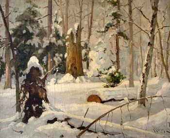 Winter Forest in 1899 - Konstantin Yakovlevich Kryzhitsky reproduction oil painting