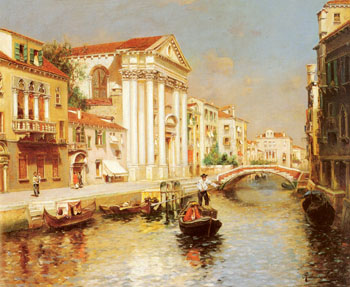 A Venetian Canal - Rubens Santoro reproduction oil painting