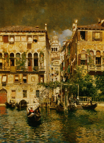 Leaving A Residence on The Grand Canal - Rubens Santoro reproduction oil painting