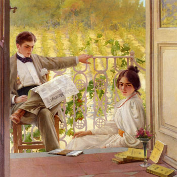 An Afternoon On The Porch c1895 - Vittorio Matteo Corcos reproduction oil painting