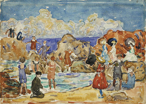 Bathers St Malo c1907 - Maurice Prendergast reproduction oil painting