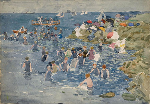 Bathing Marblehead c1896 - Maurice Prendergast reproduction oil painting