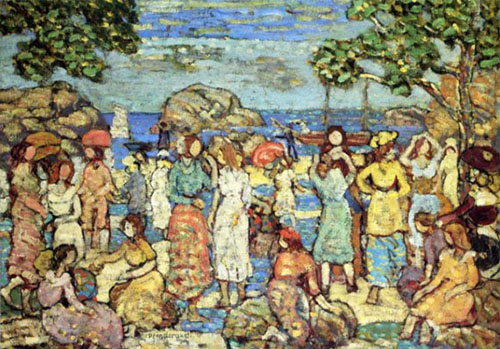 Beach at Gloucester c1918 - Maurice Prendergast reproduction oil painting