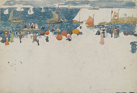 Beach Scene with Boats c1894 - Maurice Prendergast reproduction oil painting