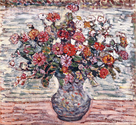 Flowers in a Vase Zinnias - Maurice Prendergast reproduction oil painting