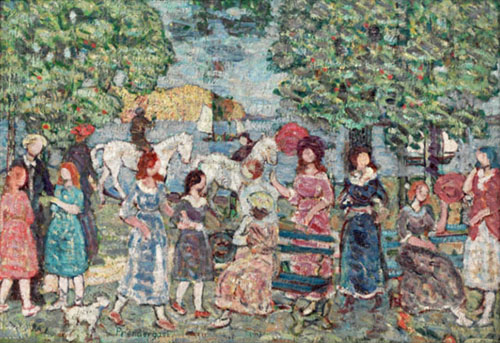Landscape with Figures c1920 - Maurice Prendergast reproduction oil painting