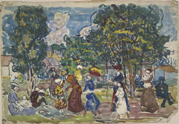 Sunday Promenade c1915 - Maurice Prendergast reproduction oil painting