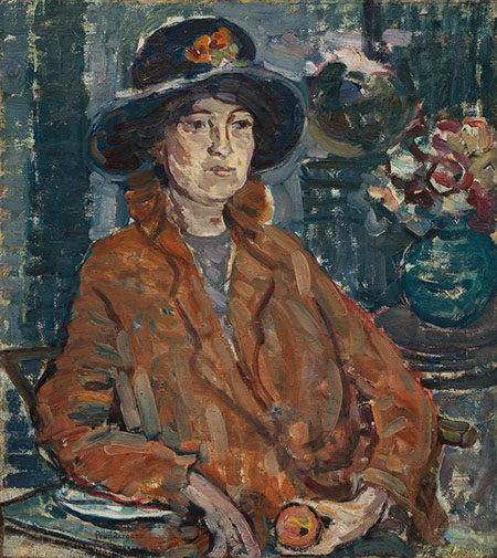Woman in Brown Coat c1910 - Maurice Prendergast reproduction oil painting
