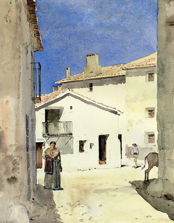 A Street in Denia Spain - Childe Hassam reproduction oil painting