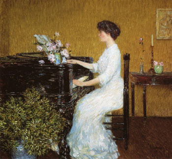 At The Piano - Childe Hassam reproduction oil painting