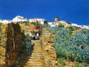 Church Procession Spanish Steps c1883 - Childe Hassam reproduction oil painting