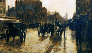 Columbus Avenue Rainy Day A 1885 - Childe Hassam reproduction oil painting