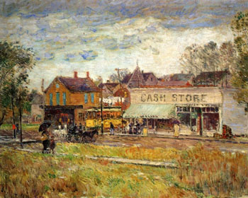 End of The Trolley Line Oak Park Illinois 1893 - Childe Hassam reproduction oil painting