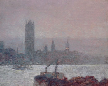 Houses of Parliament Early Evening 1898 - Childe Hassam reproduction oil painting