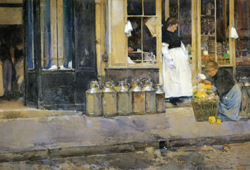 La Bouquetiere and La Latiere 1888 - Childe Hassam reproduction oil painting