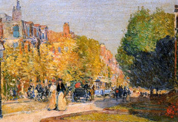 Marlborough Street Boston - Childe Hassam reproduction oil painting